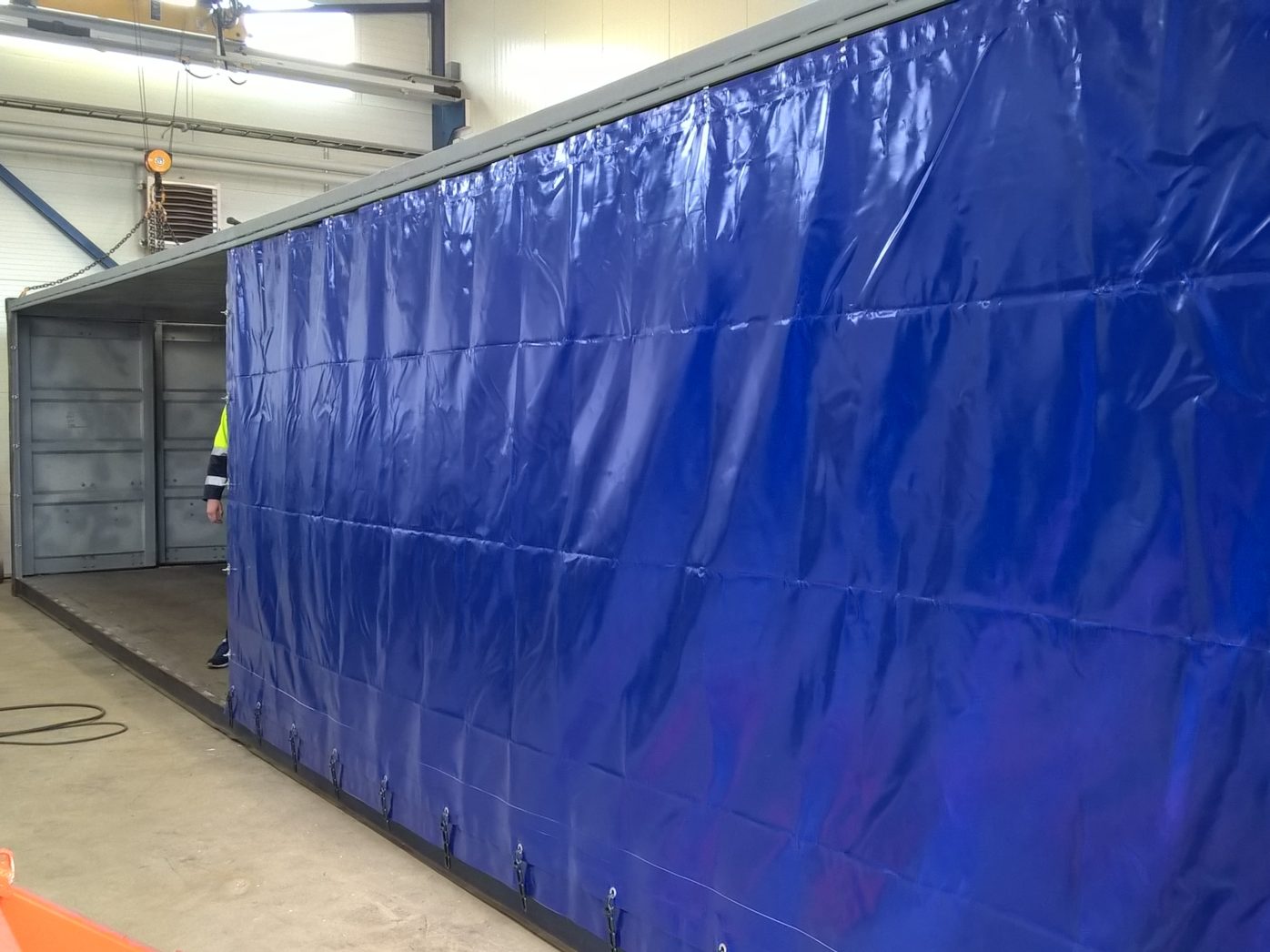 40′ Storage Container with tarpaulin wall